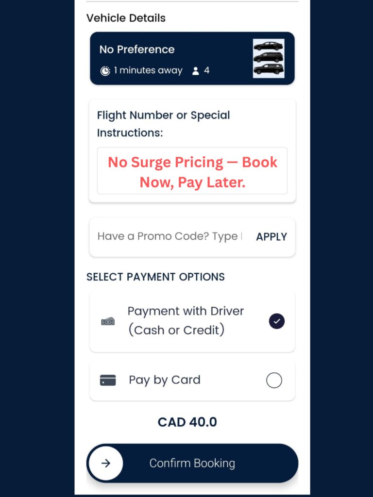 Toronto Pearson Airport Taxi & Limo App